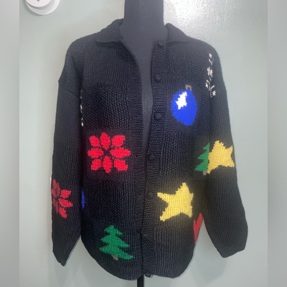 VTG Brooks Brothers Virgin Wool Christmas Holiday Sweater Cardigan Knitted XS